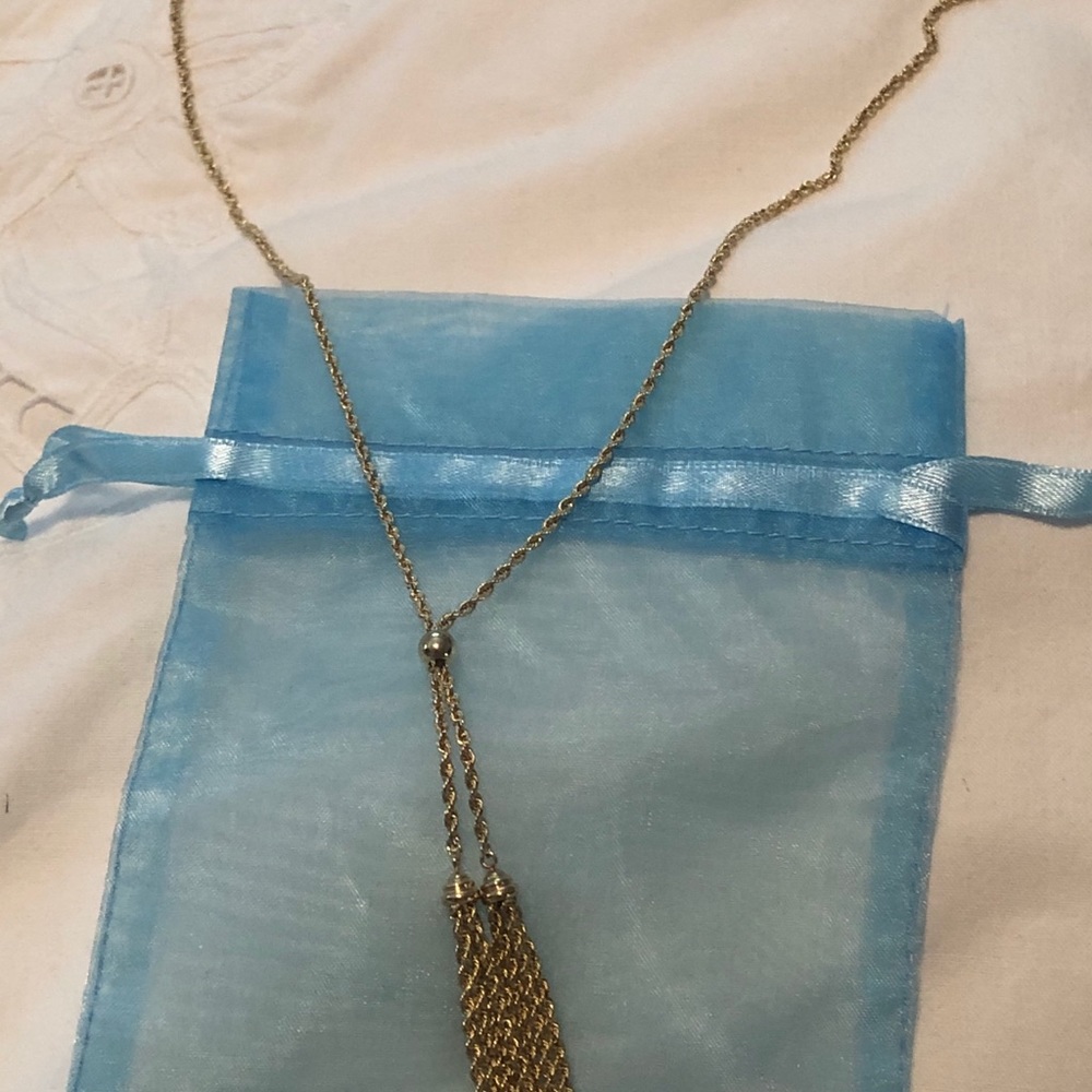 14 K Yellow Gold Tassel Necklace All Solid 14k Gold - Picture 2 of 3